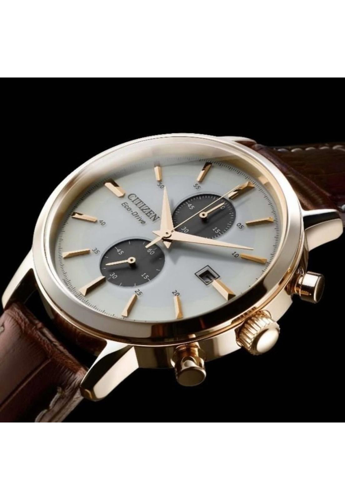 Citizen Eco-Drive CA7063-12A – Orologio Analogico Uomo, Quadrante Bianco Acciaio, Cinturino In Pelle Marrone, Vetro Minerale, Impermeabile 10 Bar - 5